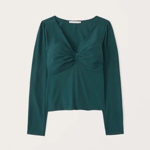 Long-Sleeve Twist-Front Blouse